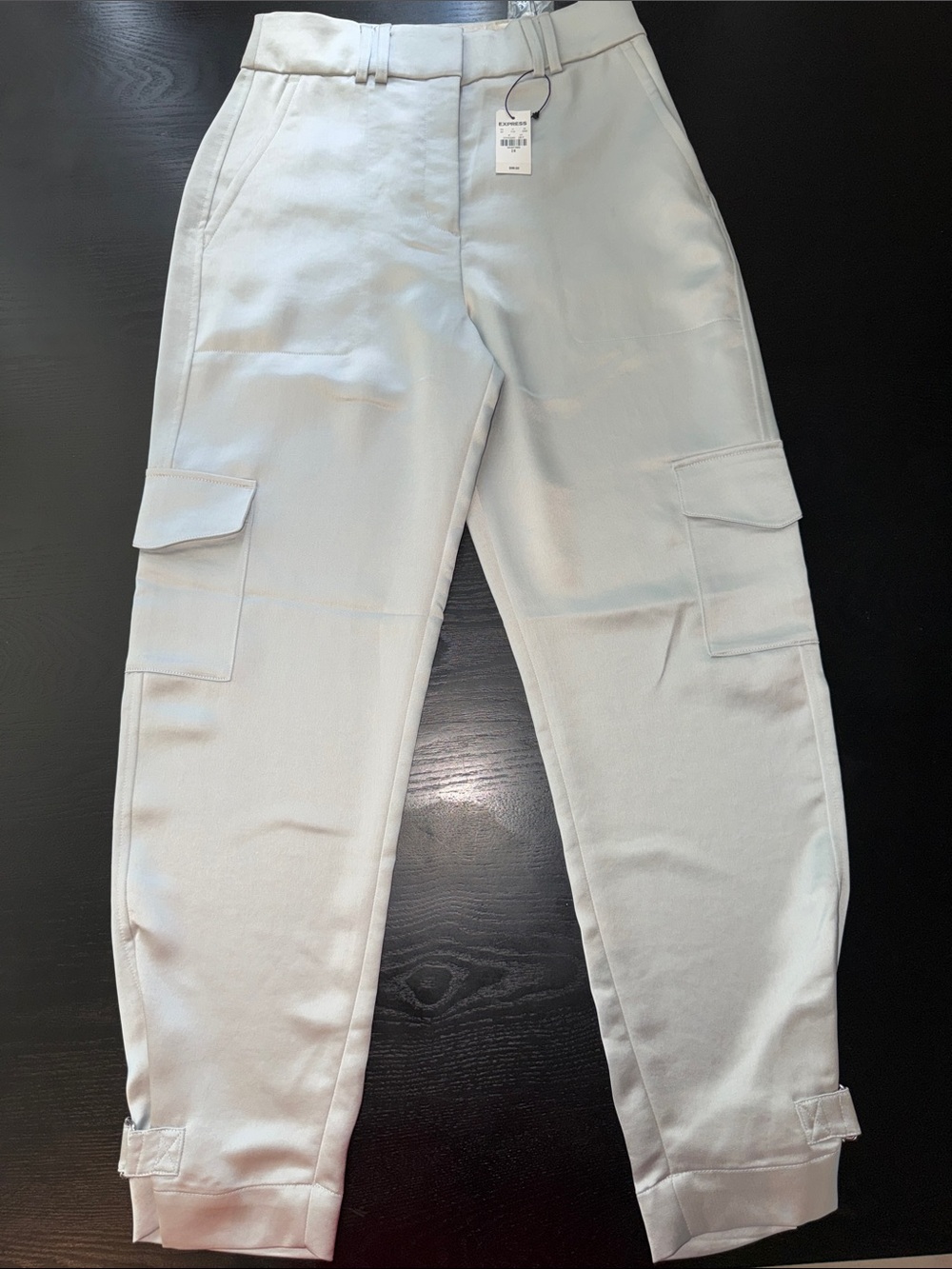 Express - Women's Sage/Beige Cargo Joggers with Ankle Buckles